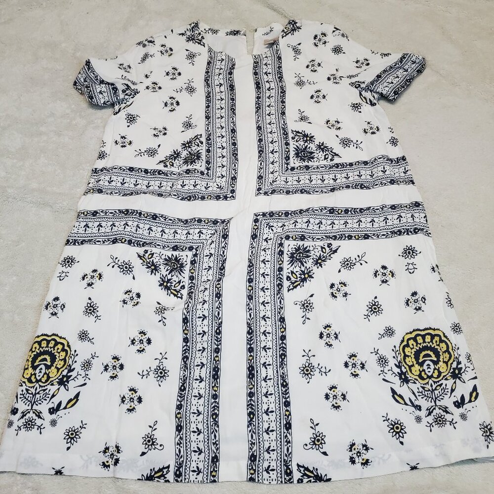 LOFT Black and Yellow Patterned Mini Dress